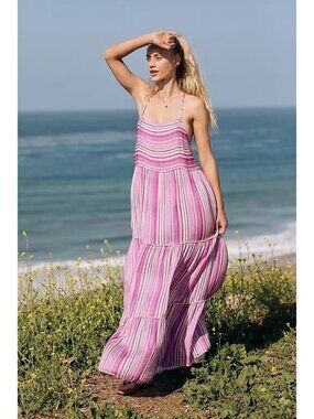 Anthropologie Striped Pink Maxi Dress Cover-Up